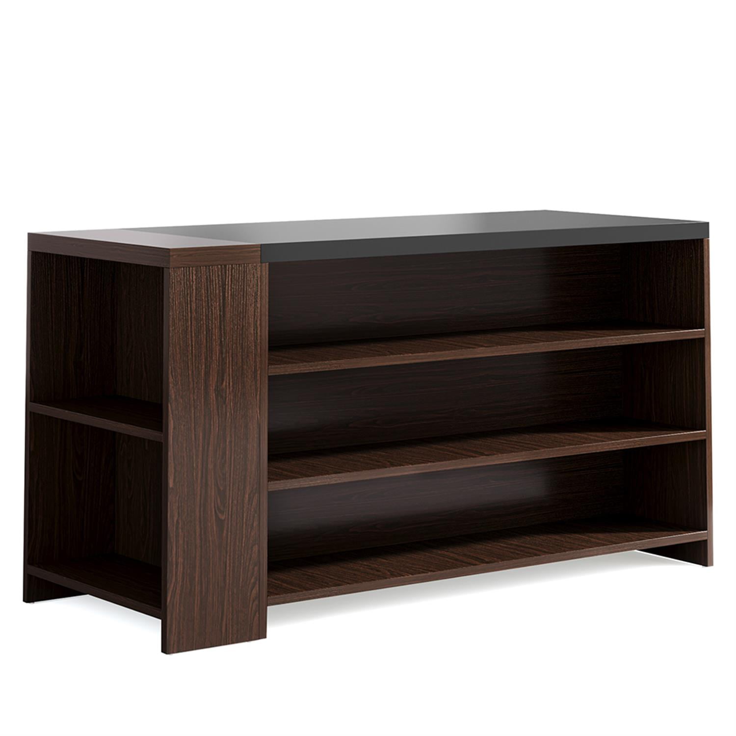 Demi Bonn 55" Kitchen Island with Storage, 5-Tier Breakfast Bar Coffee Bar Counter Table for Home, Dining Room, Brown