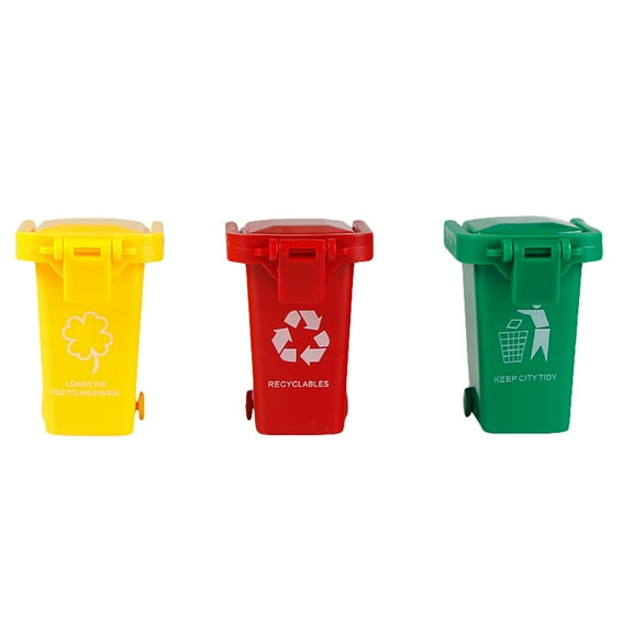 AYYUFE 3Pcs Bright Color Kids Push Toy Plastic Vehicles Garbage Truck Trash Cans