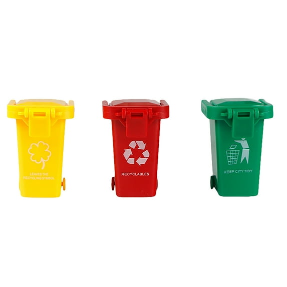 AYYUFE 3Pcs Bright Color Kids Push Toy Plastic Vehicles Garbage Truck Trash Cans