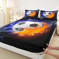 thumbnail image 3 of Homewish Football Soccer Twin Sheet Sets,Ball Sport Game Twin Fitted Sheet,Black Orange White Flat Sheet For Teens,Luxury Bedroom Decor,3 Pieces, 3 of 7