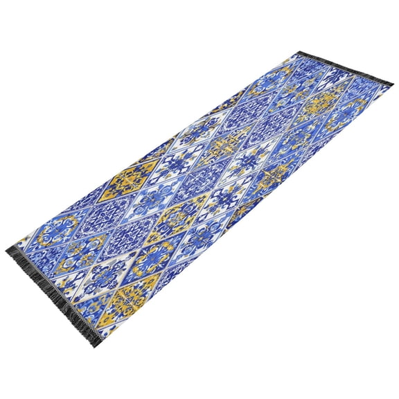 Vintage Modern Runner Rug,Non Slip Machine Washable 72"x23.5" Polyester Material Pet-Friendly Durable,Applicable to Entryway Rug Living Room Rug The Intensity Of Cobalt Blue