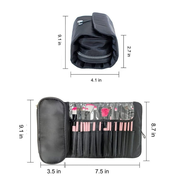 Heldig Portable Makeup Brush Organizer Makeup Brush Bag for Travel Can Hold  20+ Brushes Cosmetic Bag Makeup Brush Roll Up Case Pouch Holder for WomanB