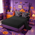thumbnail image 3 of Homewish Dark Floral Halloween Bat 7-Piece Twin Bedding,Pink Branch Blossom Print Bedding Comforter Set,Black Mauve,Black Reversible, 3 of 8