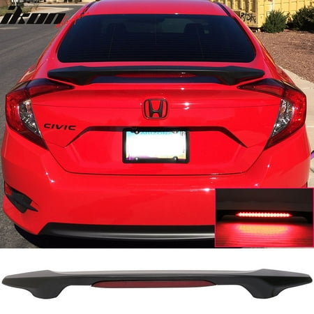 Abs Tail Light - Fits 16-18 Civic X 4Dr Sedan OE Factory Style Trunk Spoiler LED Brake Light - ABS