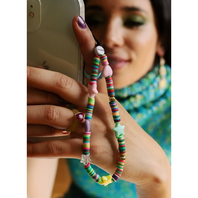 Beaded Phone Charm Wristlets That Hold Cell Phones Rainbow