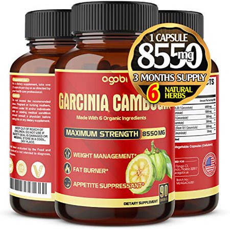 Pure Garcinia Cambogia Capsules 8550 mg with Turmeric - Weight Support Supplement - Appetite Suppressant - 3 Months Supply.*