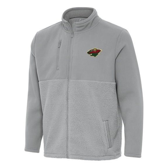 Men's Antigua Gray Minnesota Wild Daily Fused Full-Zip Jacket