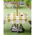 thumbnail image 4 of Lsrtoss Outdoor Tablecloth with Umbrella Hole & Zipper, Yellow Checkered Round Tablecloth 60 Inch, Farmhouse Buffalo Plaid Patio Table Cover Waterproof Table Cloth for Picnic/Party, 4 of 7