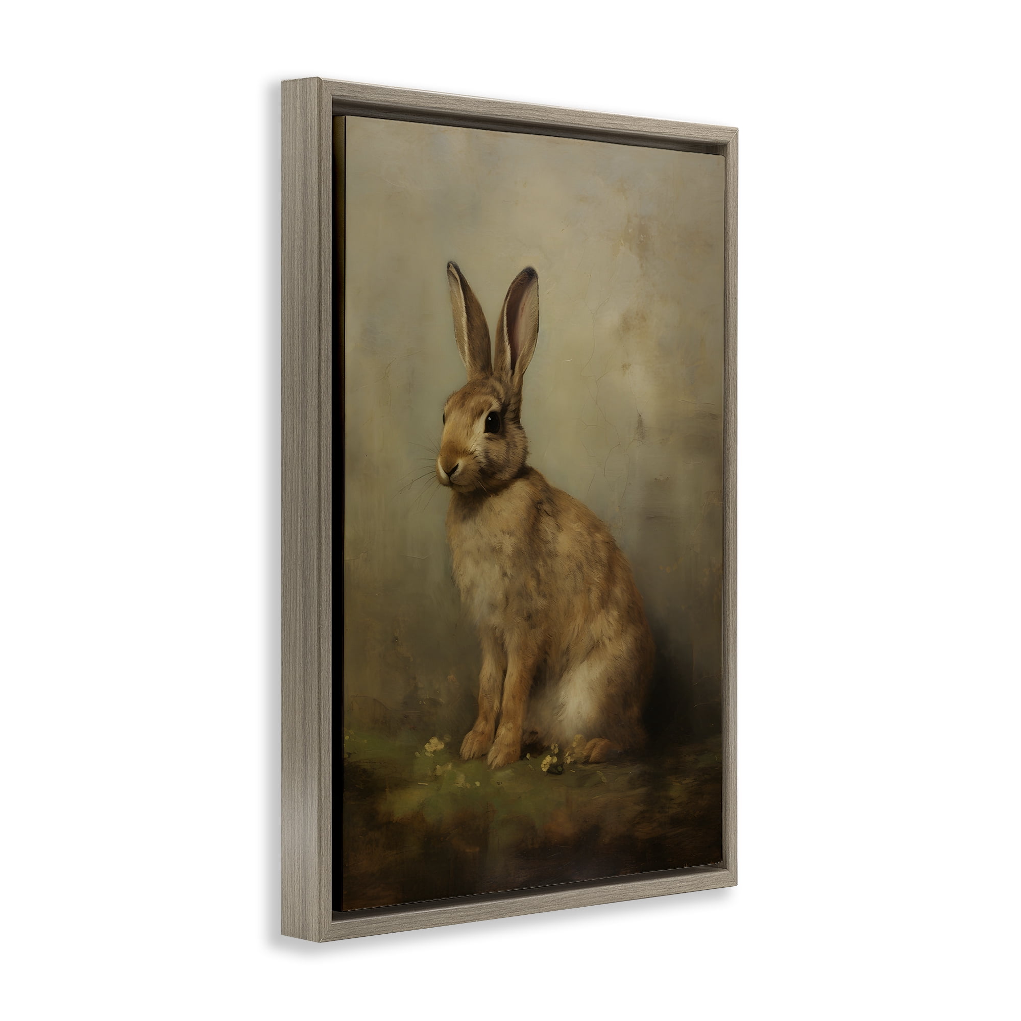 Stupell Industries Brown Bunny Portrait Animals & Insects Painting Brown Floater Framed Canvas Art Print Wall Art, 17 x 25
