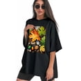 thumbnail image 3 of Plus Size Shirt for Women Oversized Black Tops for Women Short Sleeves Shirt for Women Watercolor Leaves Stones 1 T Shirt Crewneck Shirt for Women M, 3 of 5