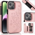 thumbnail image 2 of Compatible with iPhone 15 6.1 inch Case with Tempered Glass Screen Protector and Card Holder Wallet Cover Stand Flip Leather Cell Accessories iPhone15 5G i i-Phone i15 15Case Women Rose Gold, 2 of 12