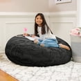 thumbnail image 2 of Jaxx Cocoon 4 Foot Kids Bean Bag Chair and Crash Pad - Faux Fur Black, 2 of 5