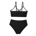 thumbnail image 5 of QURATI Swimwear Women'S Bikini V Neck Cutout Swimsuit High Waist Textured Pleated Swimsuit Black L, 5 of 7