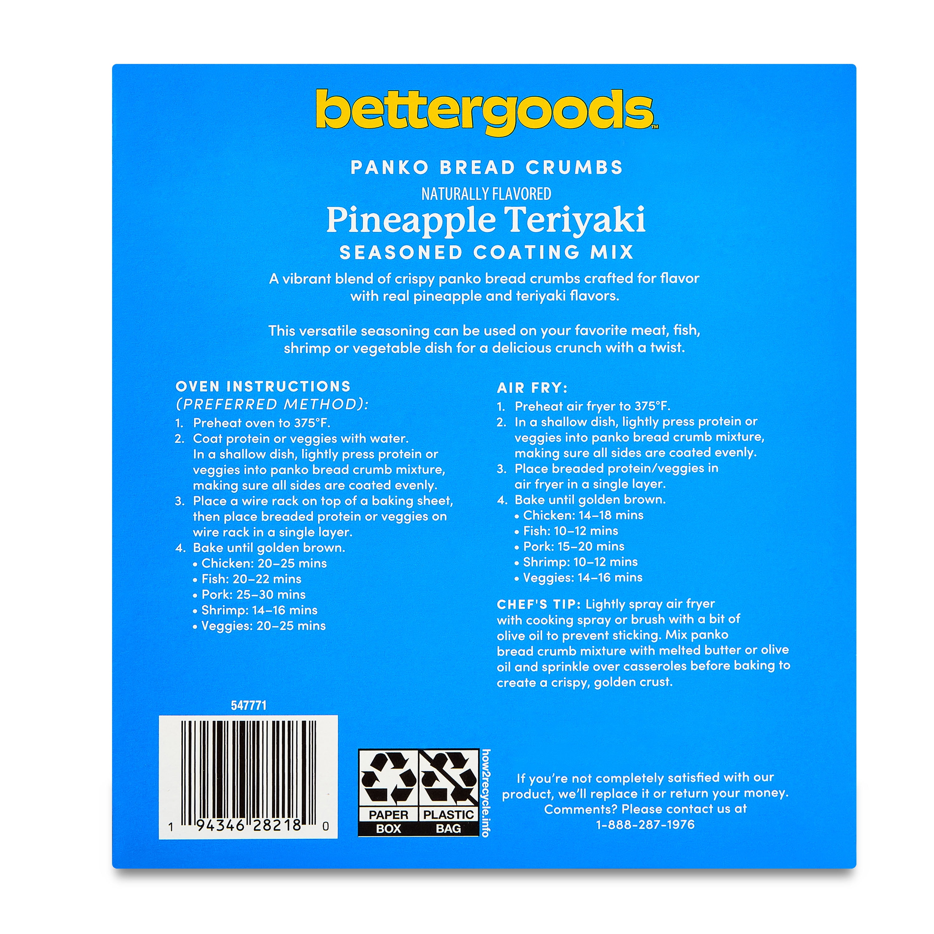 (4 pack) bettergoods Pineapple Teriyaki Panko Bread Crumbs Seasoned Coating Mix, 4.5 oz