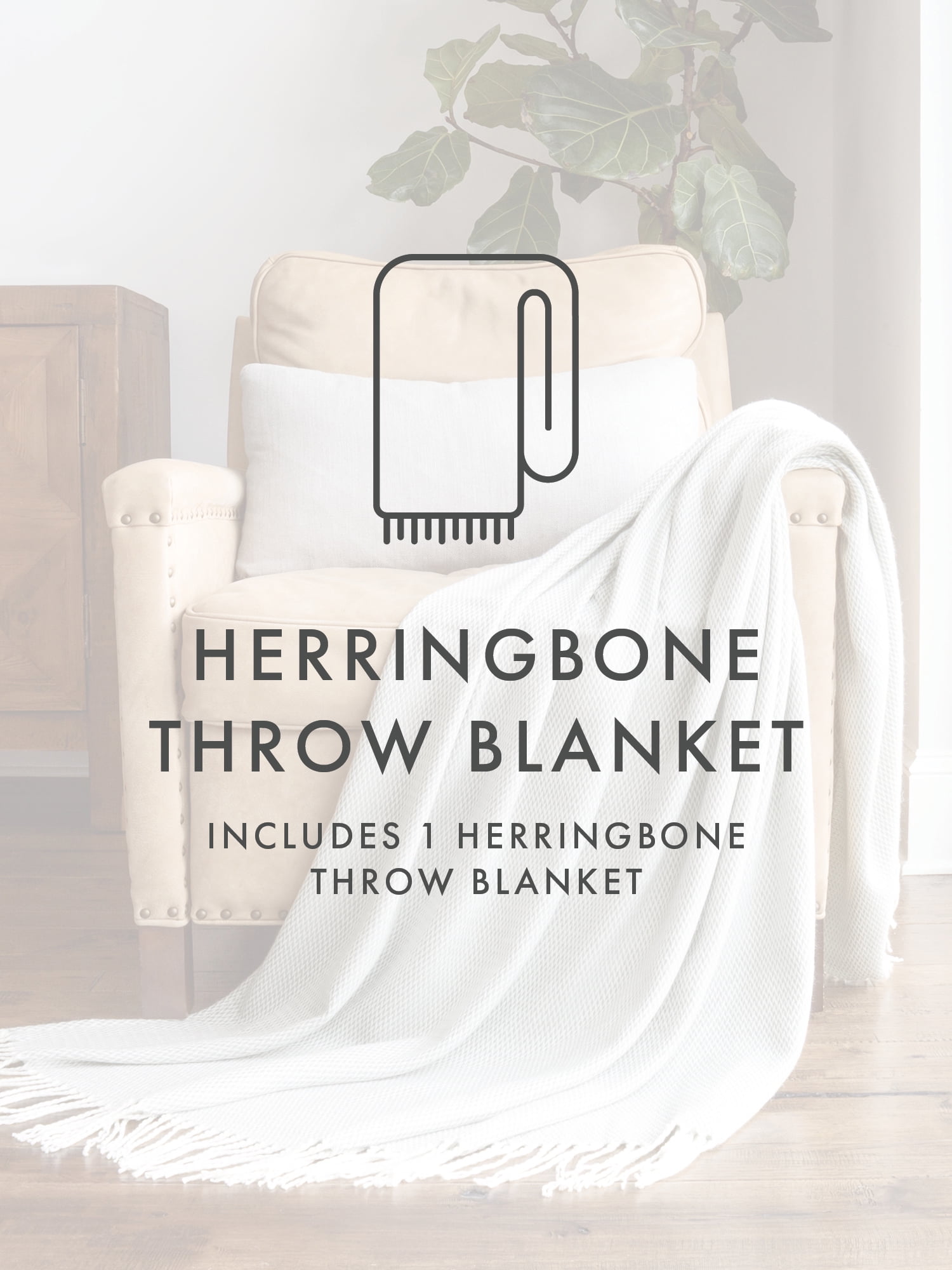 Comfort Canopy - Eucalyptus Herringbone Throw Blanket with Fringed Edges