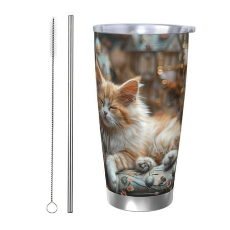

Junzan Serene Kitten Kingdom for 20oz Stainless Steel Insulated Car Cup with Spillproof Lid - Insulated Coffee Mug Thermal Cup-Straw Two-piece Set