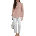 thumbnail image 2 of Suéter de Larga con Cuello Alto y Volantes para Mujer, Colección Otoño 2025 Caqui XL, 2 of 7