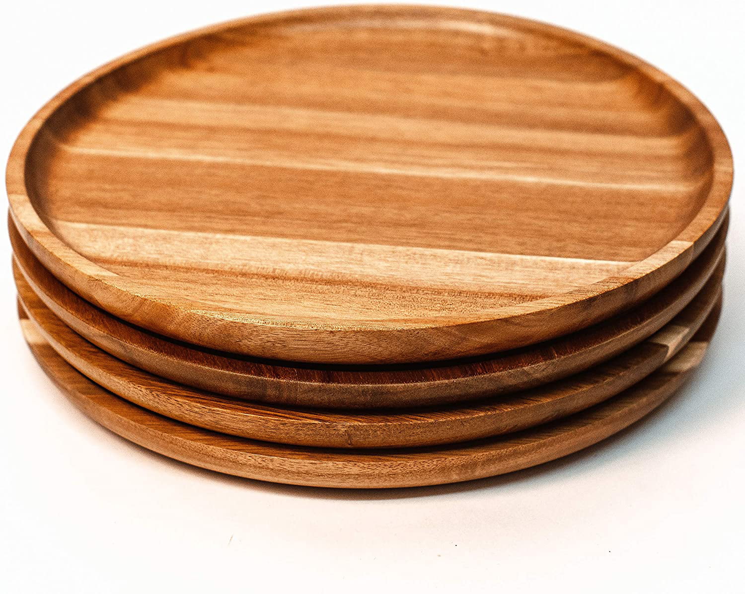 Wooden Acacia Dinner Plates 11 Inch, Wooden Dinnerware Set
