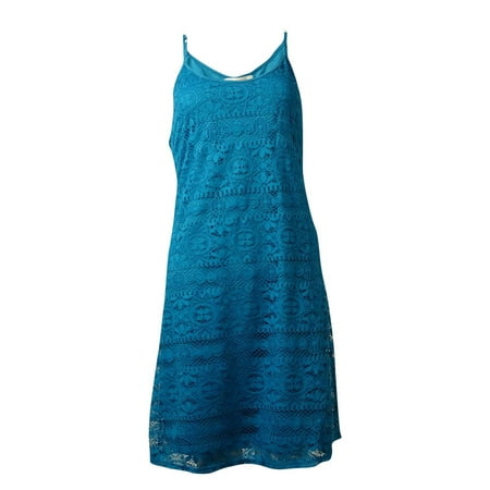 Crochet Spaghetti Strap - Love, Fire Women's Spaghetti Strap Crochet Mini Dress