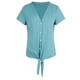 thumbnail image 3 of Blusa informal Hugo Cuello V Botones Mujer Verde S, 3 of 10