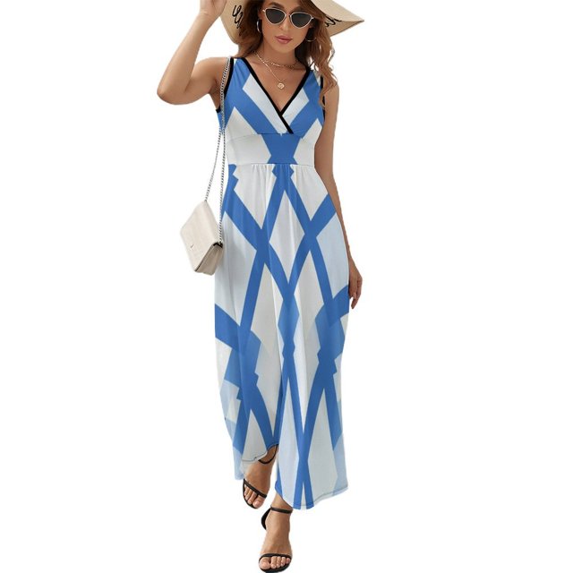 Diamond Grid Vestido Sin Mangas Vestidos Para Mujer, Vestido Suelto De Verano 2025