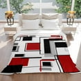 thumbnail image 3 of Abstract Space Design Sense Flannel Blanket for Bed,Travel and Camping, Red Black Stitching Suqare Super Soft Cozy Blanket for All Seasons 40"x50", 3 of 7