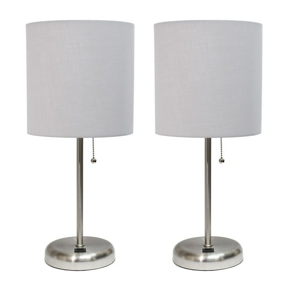 LimeLights Lampe bâton avec port de chargement USB et ensemble de 2 abat-jour en tissu
