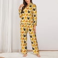 thumbnail image 2 of JUNZAN Funny Chicken Print Womens Pajama Sets,Long Sleeve Button Down for Women Pjs 2 piece, 2 of 7