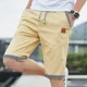 thumbnail image 4 of Pantalones cortos de lino y algodón para hombre, pantalones casuales con cordón, pantalones casuales sólidos, pantalones cortos de playa de talla grande para hombre, nuevos pantalones cortos de verano, 4 of 4