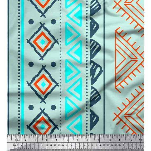 Soimoi Cotton Jersey Fabric Aztec Geometric Printed Fabric 1 Yard 58 Inch Wide