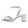 thumbnail image 2 of XYD Women Block Mid Heels Sandals Almond Open Toe Adjustable Buckle Ankle Strap Pumps Classic Wedding Shoes Size 5 Silver, 2 of 4