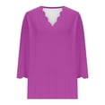 thumbnail image 4 of Ashirexll Womens Summer Tops, Short Sleeve Shirts for Women, Solid Color Quarter Sleeve V-Neck Pullover Top, 4 of 6