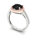 thumbnail image 2 of Clara Pucci 14K White/Rose Gold Solid Gold Onyx Solitaire with Accents Anniversary Ring for Women - 1.86 cttw Round Cut, 2 of 8