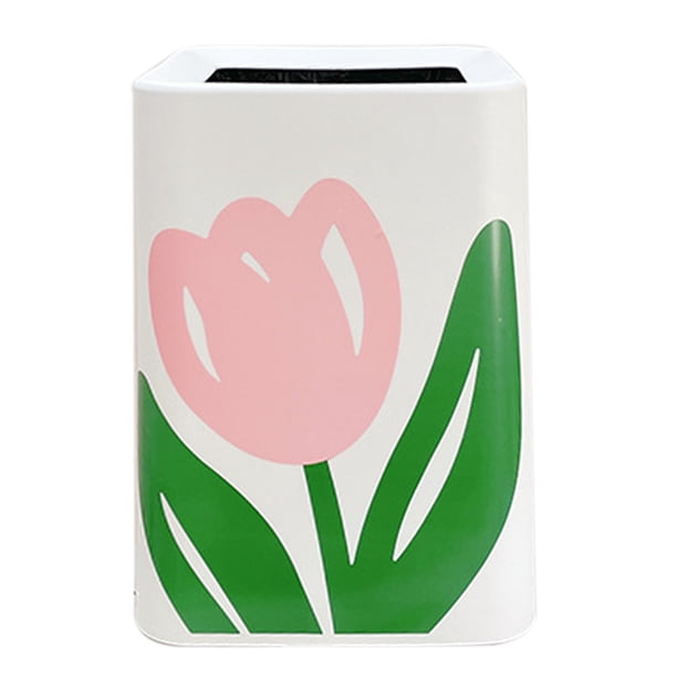 Bote de basura floral, Bote de basura floral Bote de basura grande y lindo Contenedor de basura moderno Diseño aerodinámico