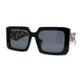 thumbnail image 2 of Womens Mod Designer Square Rectangle Fashion Sunglasses Black Beige Tort Black, 2 of 4