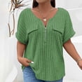 thumbnail image 2 of Womens Shirts Dressy Casual Solid Plus Size Half Zip T Shirts Summer Short Sleeve Slim Fit Causal Top Lightweight Breathable Office Shirts for Women Light Green XXXL, 2 of 5