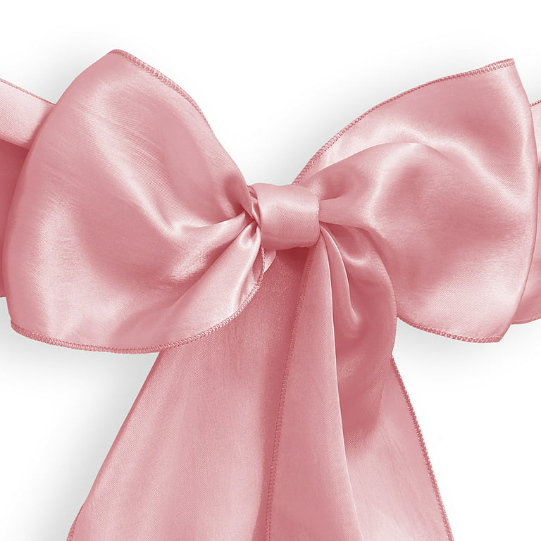 Lann's Linens - 10 Elegant Satin Wedding/Party Chair Cover Sashes/Bows -  Ribbon Tie Back Sash - Pink 