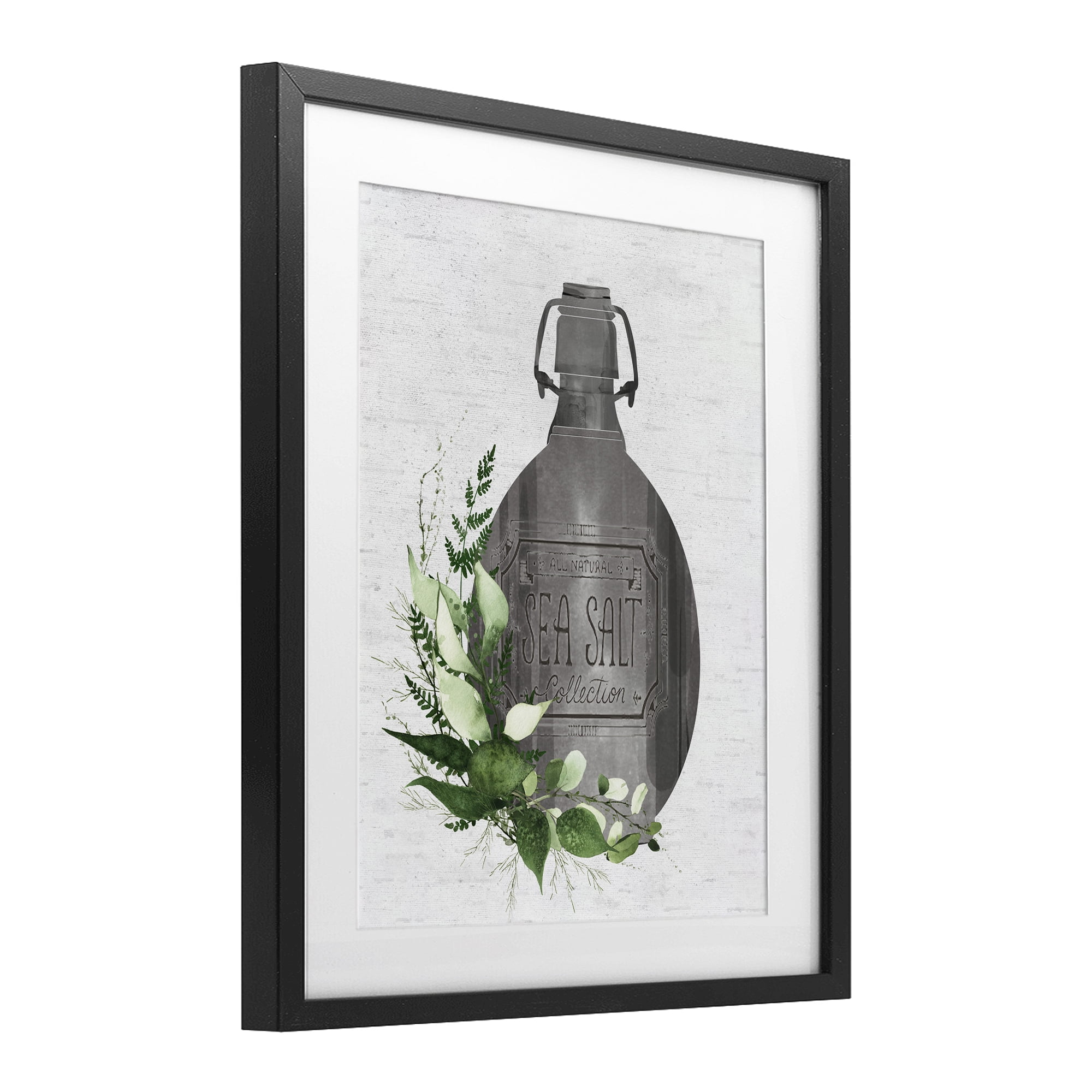 Vintage Bottle with Bathroom Herbs Black Framed Print Under Glass, design by Lettered and Lined