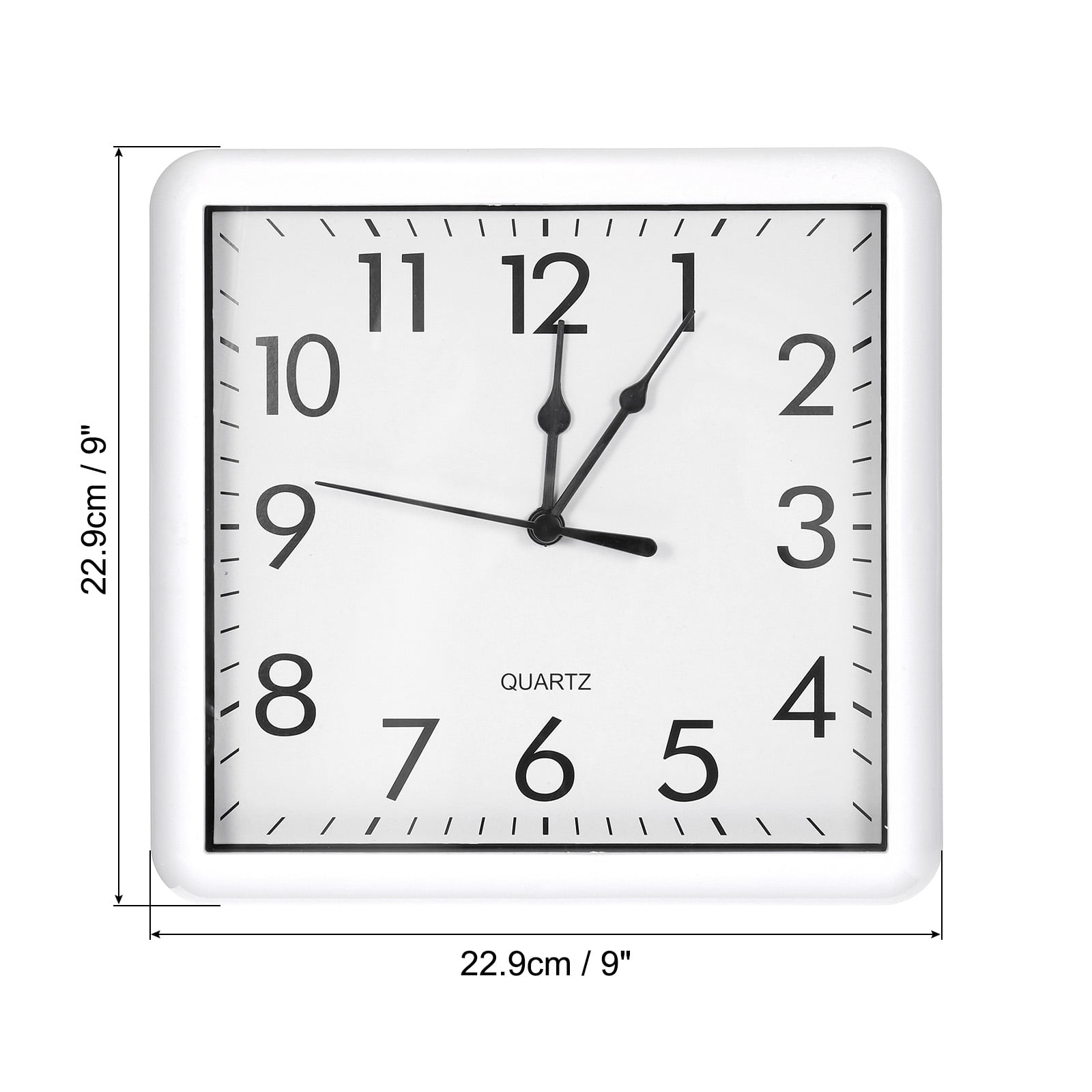 Uxcell 9x9 inch Wall Clock Quartz Battery Operated Silent Non-Ticking Square Wall Clocks White