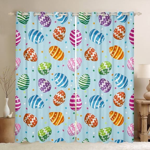 Manfei Kawaii Easter Egg Black Out Curtains, Colorful Polka Dots Curtains Pack of 2 (42x63 Each), Teens Boys Girls Kids Bedroom Curtains, Curtains and Drapes Room Decor