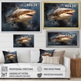 thumbnail image 4 of Designart "Underwater Encounter Shark Attack I" Animals Framed Wall Art Decor - Modern Blue Shark Entryway Framed Wall Art, 4 of 6