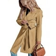 thumbnail image 5 of Women's Pea Trench Coats Notched Lapel Double Breasted Belted Business Casual Jackets Outerwear, 5 of 6