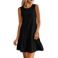 thumbnail image 2 of Dresses for Women Fashion Women Summer Solid Casual Round-Neck Sleeveless Mini Dress Black XXL, 2 of 9