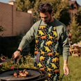 thumbnail image 4 of Black Toy Like Dinosaurs Pattern Apron-Garden Aprons for Women with Pockets-Cotton Linen Waterproof Kitchen Cooking Gardening Aprons Adjustable for Kitchen,Cooking,BBQ and Salon 33x27 Inch, 4 of 7