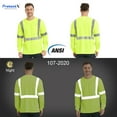 thumbnail image 4 of ProtectX 3-Pack Men's High Visibility Heavy Duty Breathable Long Sleeve Reflective Safety T-Shirts for Work Warehouse Construction, Class 2, Green - 3X Large, 4 of 7