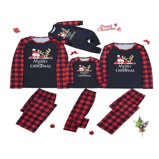 T-Shirt à Manches Longues Imprimé de Bande Dessinée Santa Claus Elk + Ensemble Pantalon Décontracté