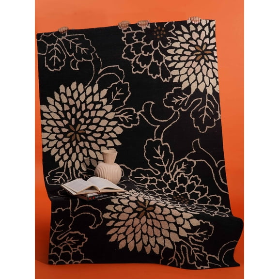 Rugsotic Carpets Hand Tufted Wool Eco-Friendly Area Rugs - 3'x5', Rectangle, Black, Modern Contemporary Design, High Pile Handmade Anti Skid Rugs for Living Room, Bed Room (K00664)