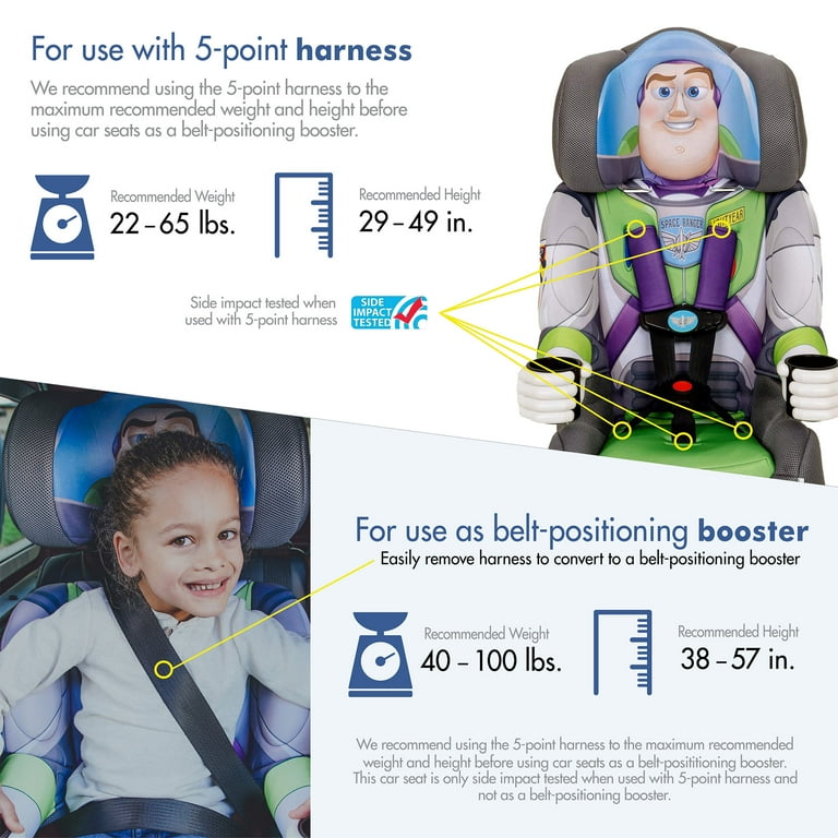 KidsEmbrace Disney Buzz Lightyear Toddler Booster Carseat Combination Harness Grey White Green Walmart