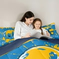 thumbnail image 5 of Manfei American Football Full Size Comforter Sets 3-Piece for Kids Teens, Rugby Helmet Bedding Comforter Set, Blue Orange Graffiti Splash Bedding Sets, Super Cozy Room Decor, 5 of 8