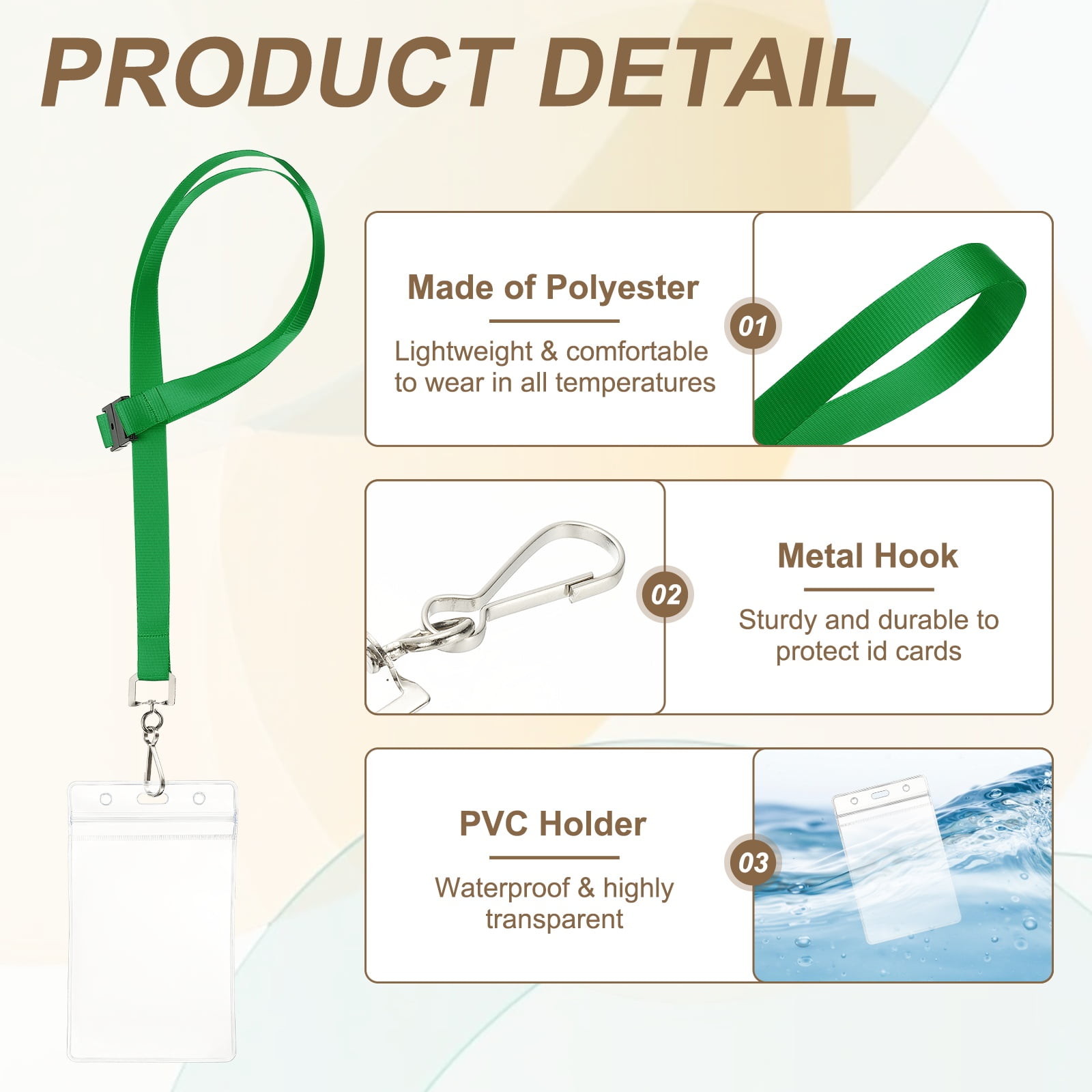Uxcell 24Pack Colored Lanyards for ID Badges, Breakaway Lanyards for Keys, Green